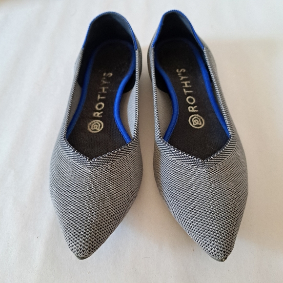 Rothy's The Point Cloud Grey Birdseye Knit Fabric Ballet Flats SZ 8 - Picture 1 of 10